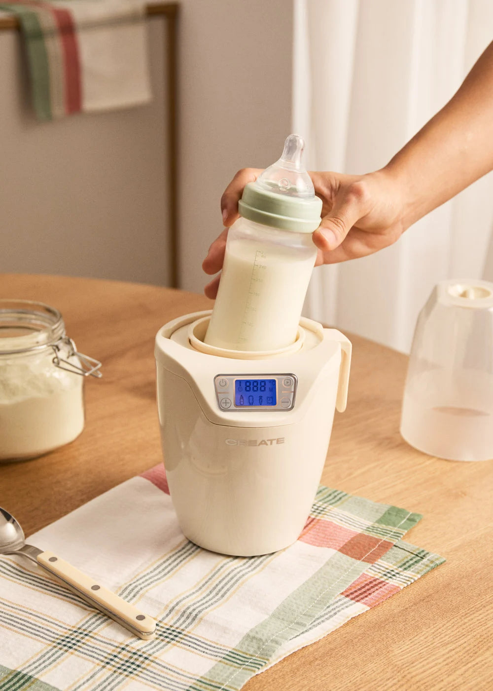 Baby Bottle Warmer - Baby Bottle Warmer - Chauffe-Biberon + Stérilisateur + Cuisson À La Vapeur - 1 Biberon - Blanc Cassé
