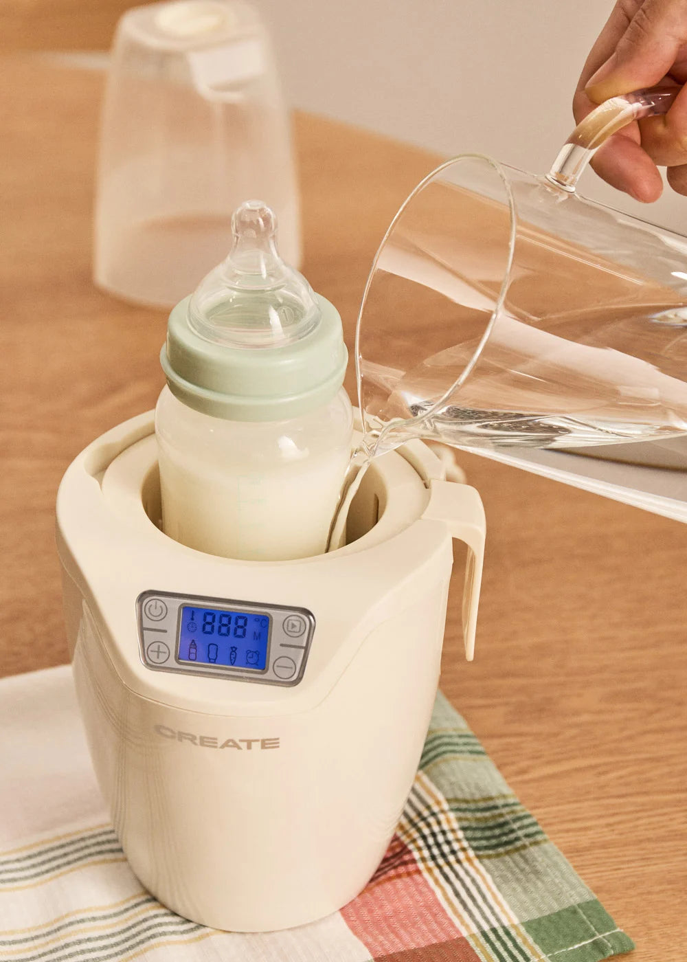 Baby Bottle Warmer - Baby Bottle Warmer - Chauffe-Biberon + Stérilisateur + Cuisson À La Vapeur - 1 Biberon - Blanc Cassé