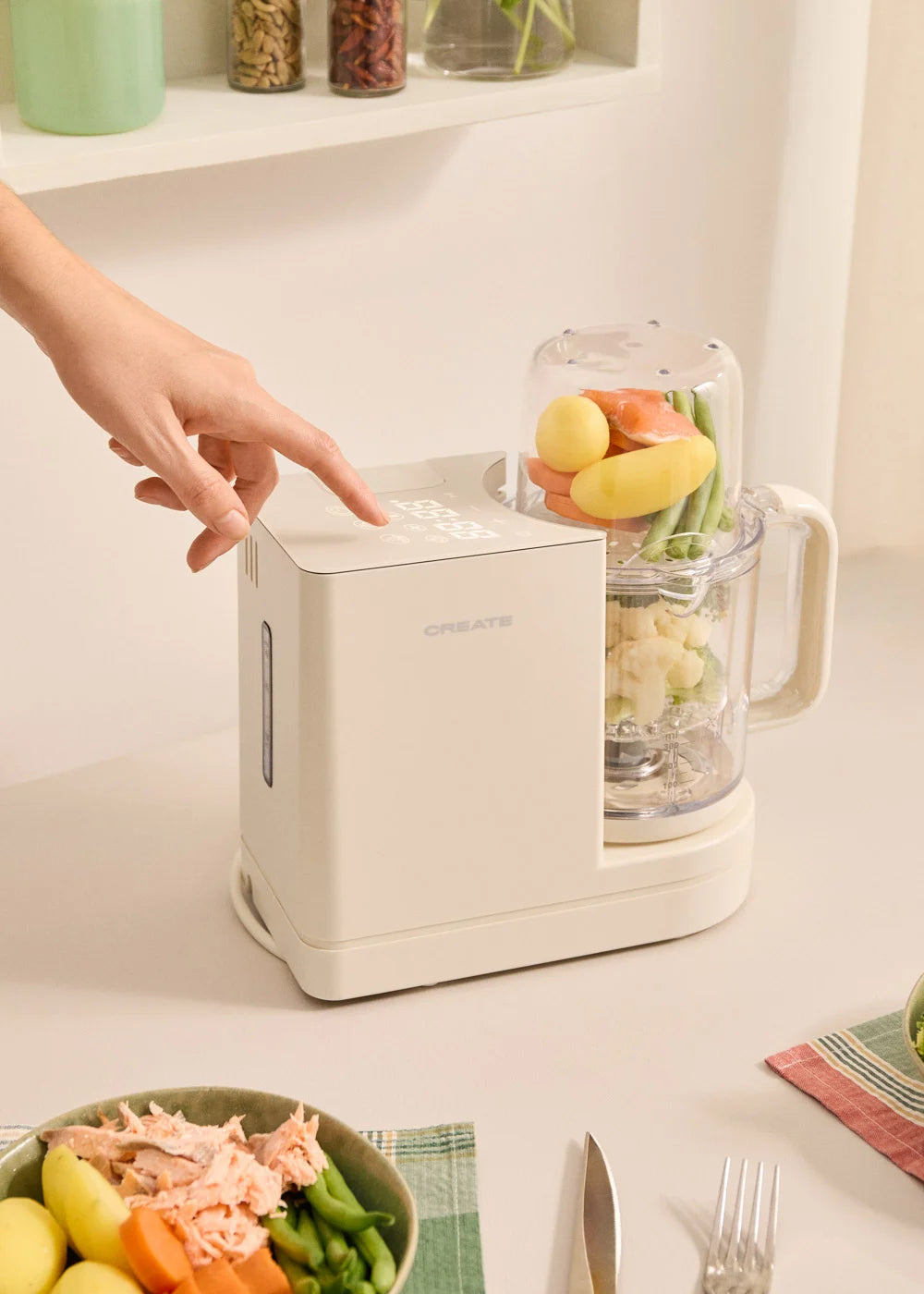 Baby Chefbot - Robot de cocina multifunción con esterilizador para bebés - Blanco roto