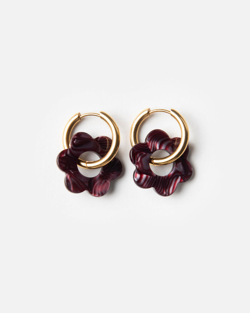 Baby Fleurette Earrings - Wine Red