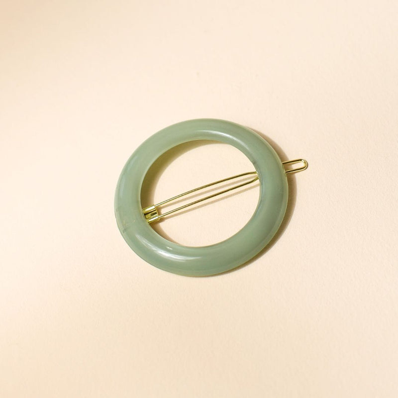 Barrette Ronde Vert D'Eau