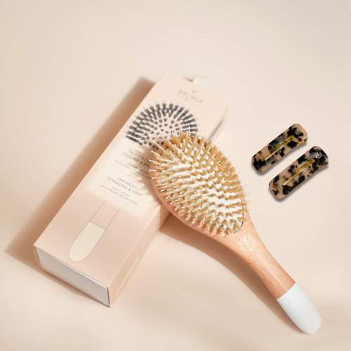 Brosse À Cheveux Démêlage Et Brillance + 2 Barrettes Écaille