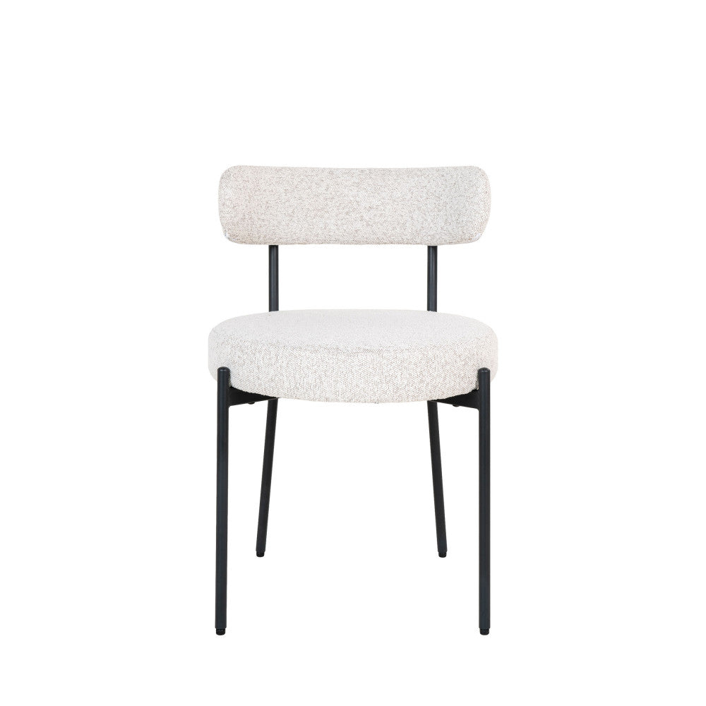 Badalona - Set of 2 Chairs - Bouclé Fabric and Metal - Ecru