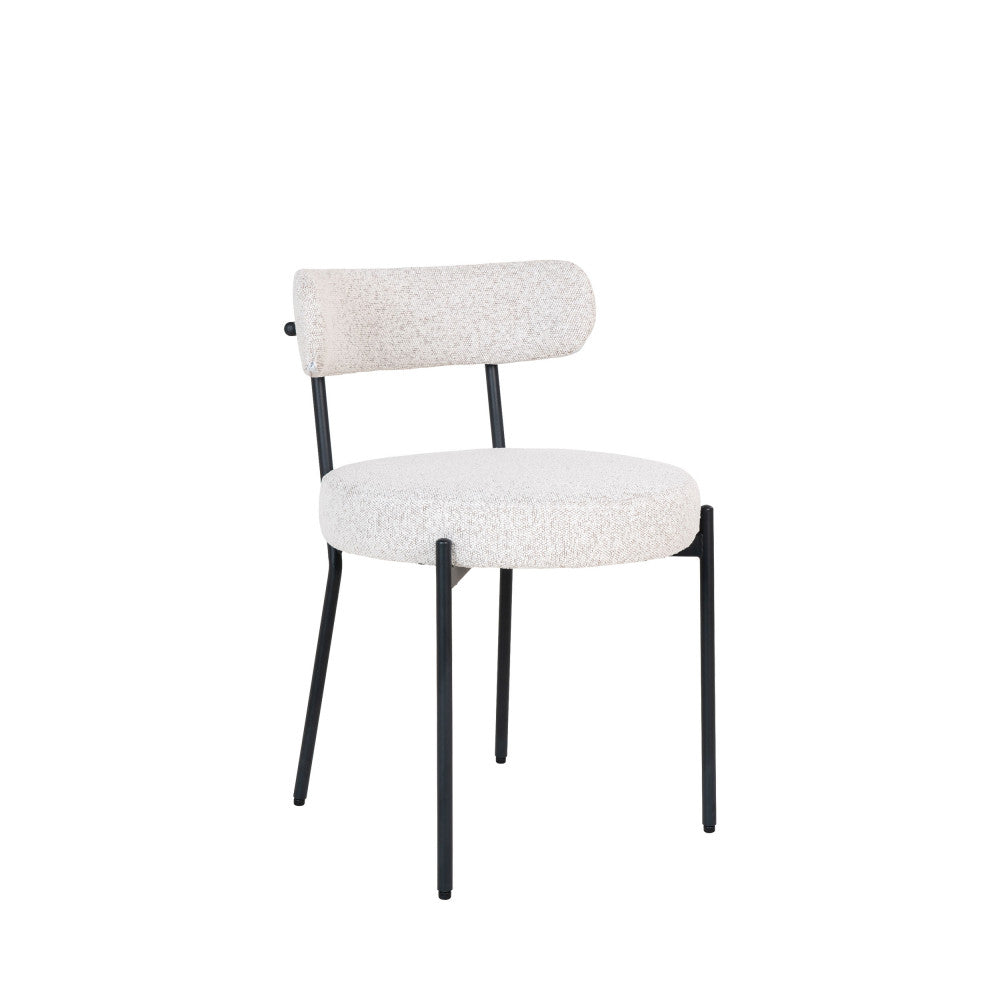 Badalona - Set of 2 Chairs - Bouclé Fabric and Metal - Ecru