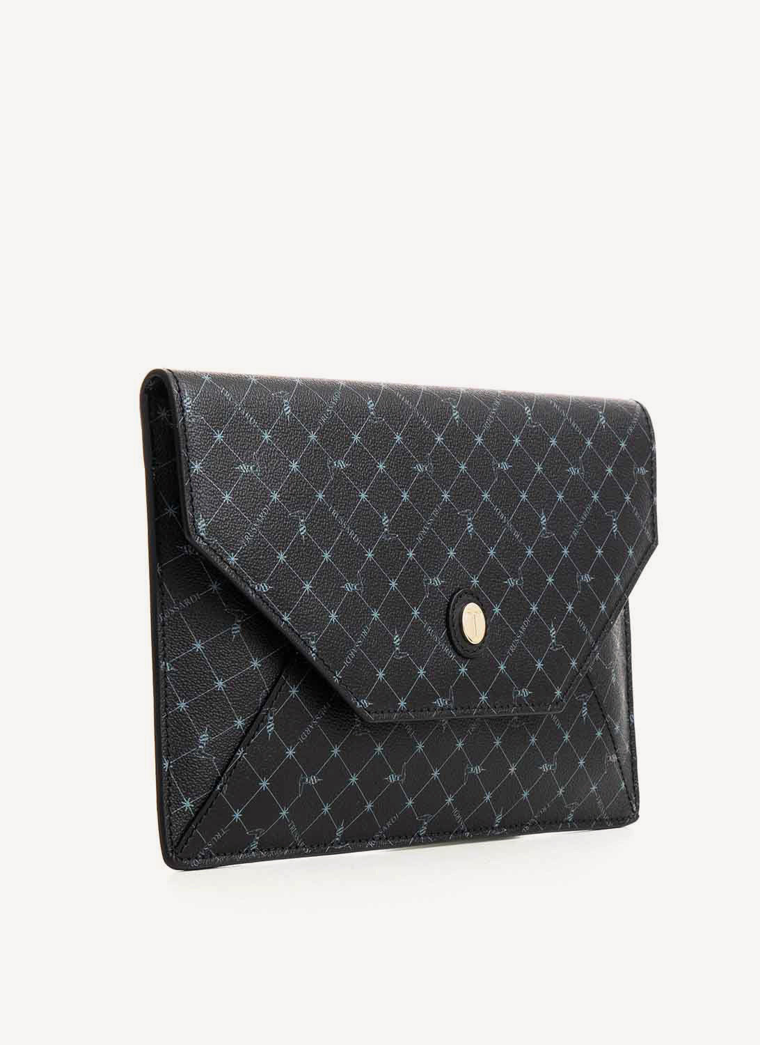 Trussardi - Clutch Negro Monograma - Negro - Mujer