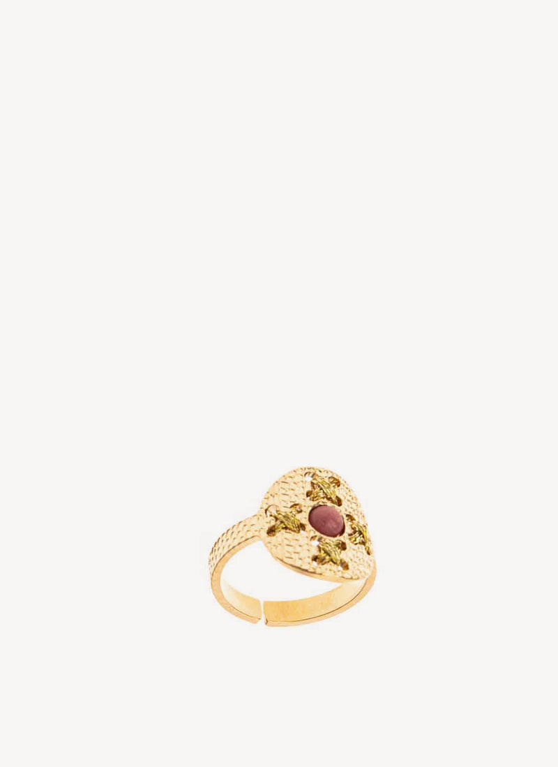 Camille Enrico - Bague Pelota - Gold Pink Rhodonite - Femme