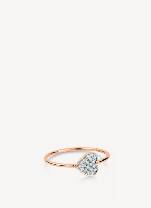 Ginette Ny - Tiny Heart Ring - Pink,Gold - Woman