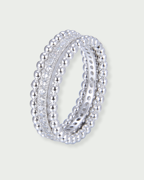 Bague Trois Rangs Intemporel - Blanc