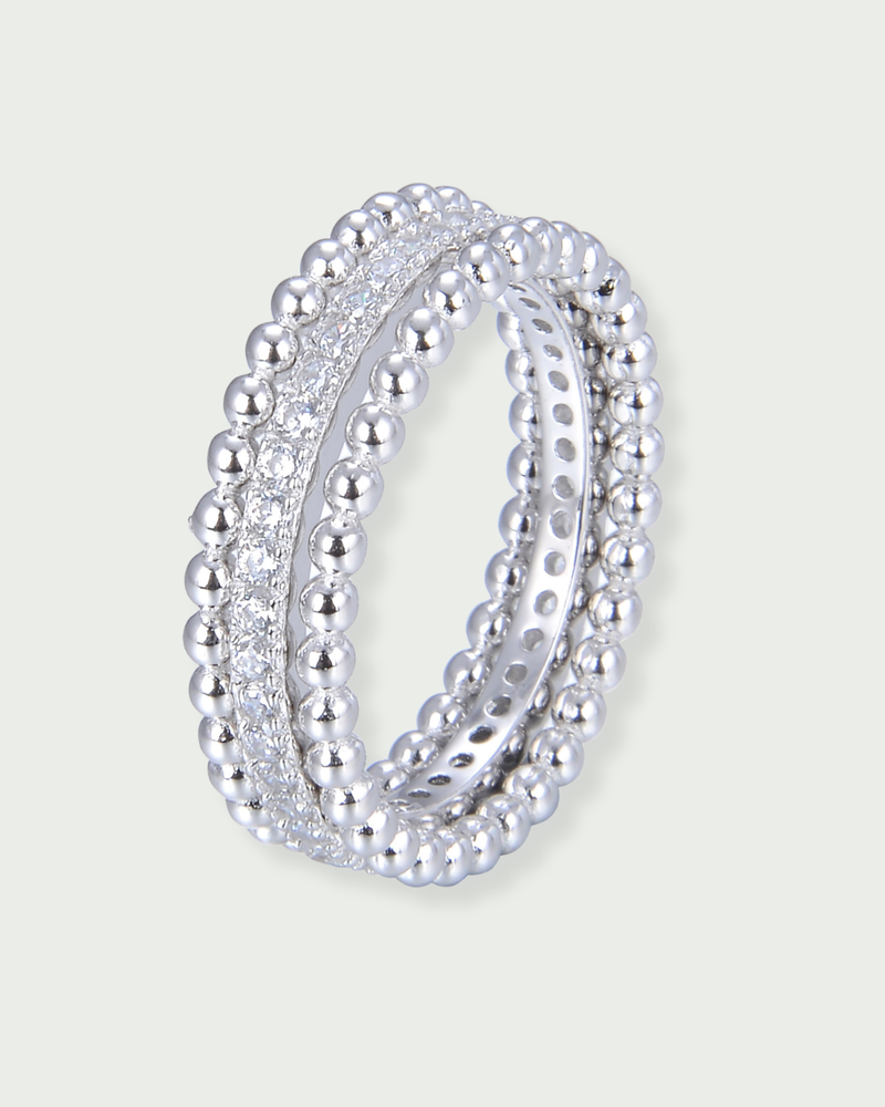 Bague Trois Rangs Intemporel - Blanc