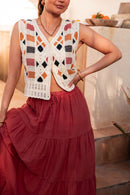 BALAMA Beige - Gilet Crochet