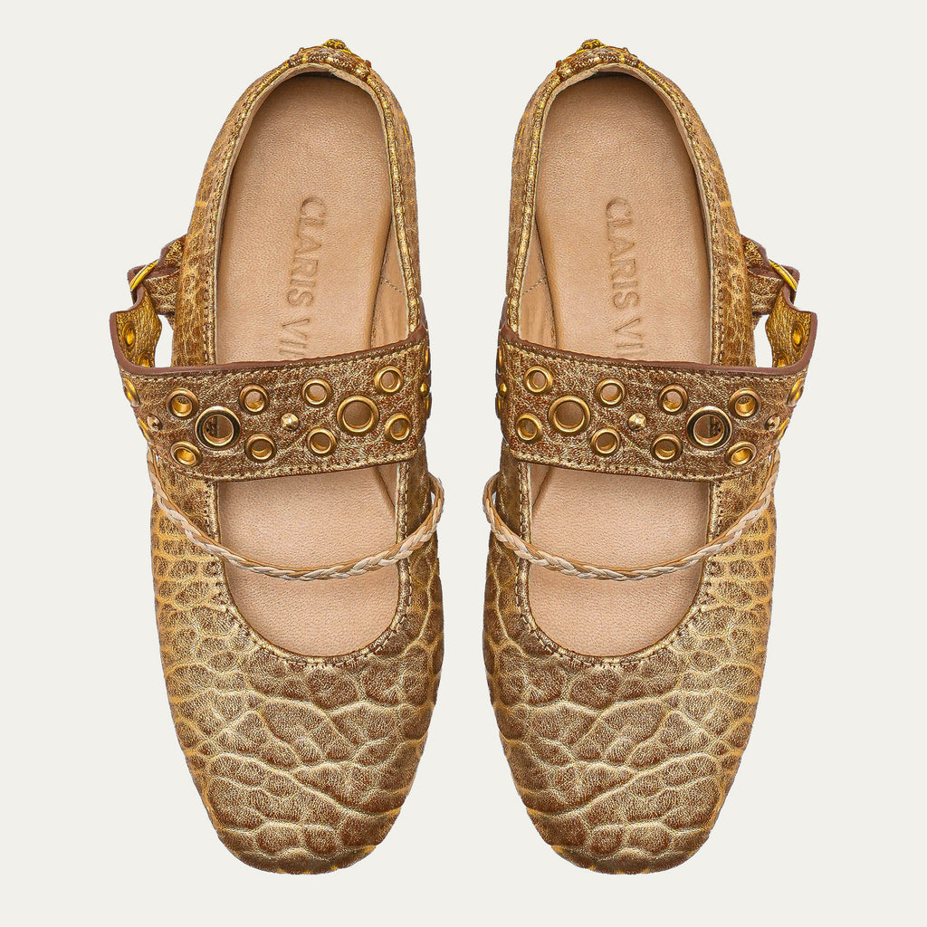 Ballerines Adele Cuir Bubble Or Antique