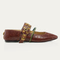 Ballerines Adele Cuir Cognac Or