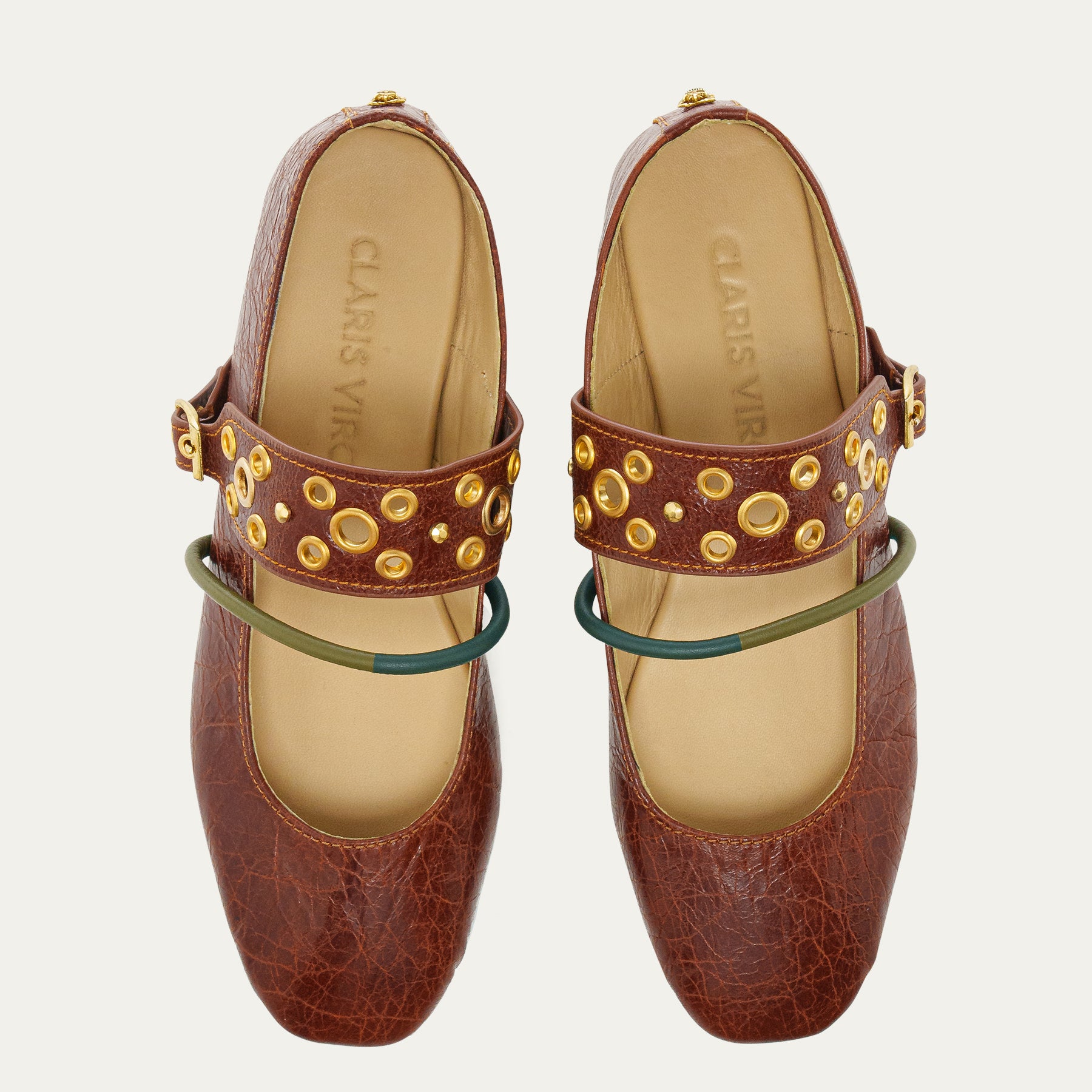 Ballerines Adele Cuir Cognac Or