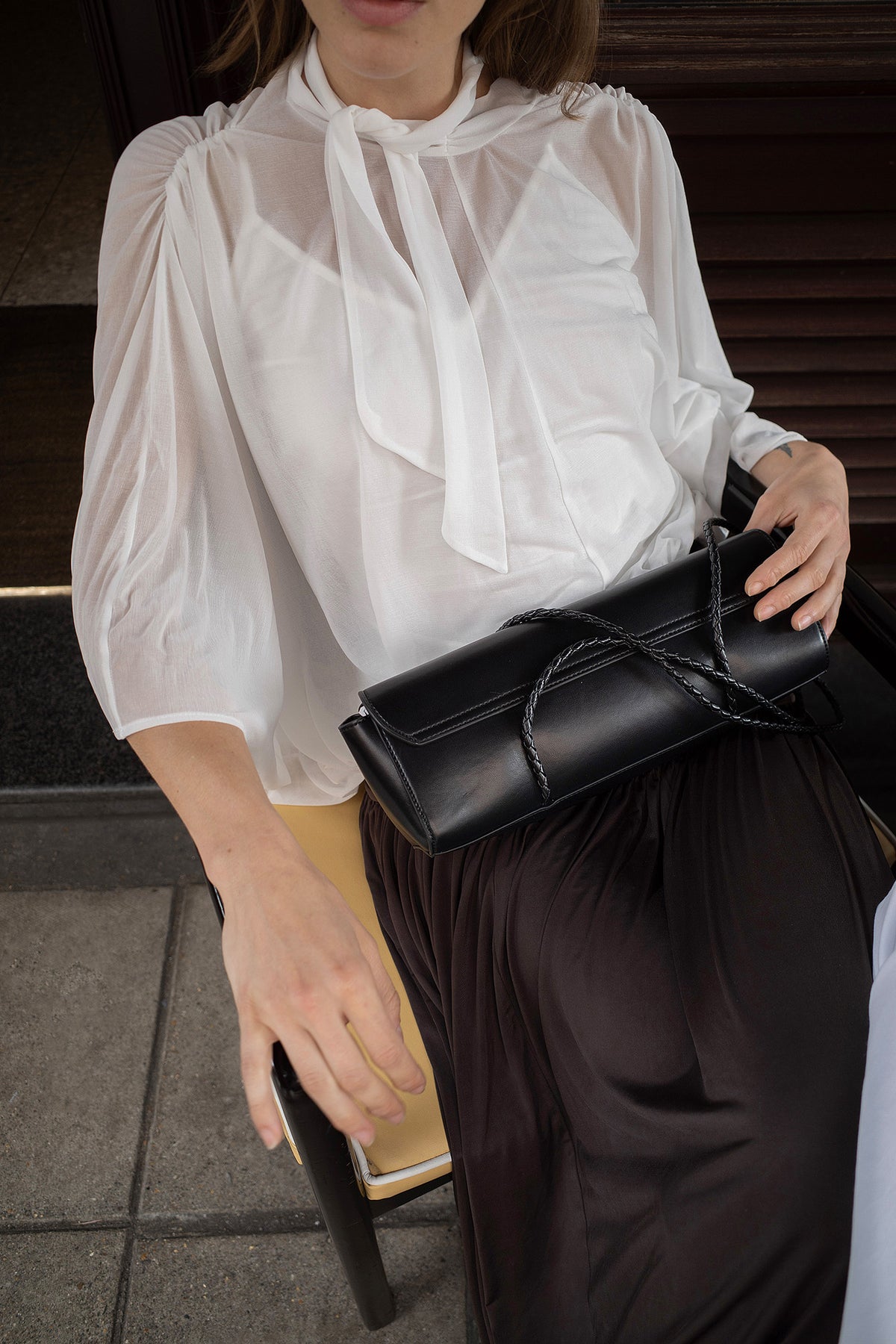 Balloon Hem Midi Skirt - Brown