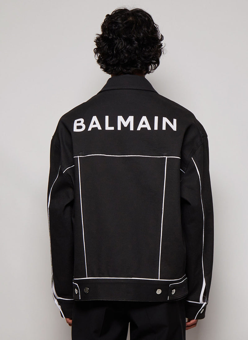 Balmain - Veste Peinte En Jean - Noir Blanc - Homme