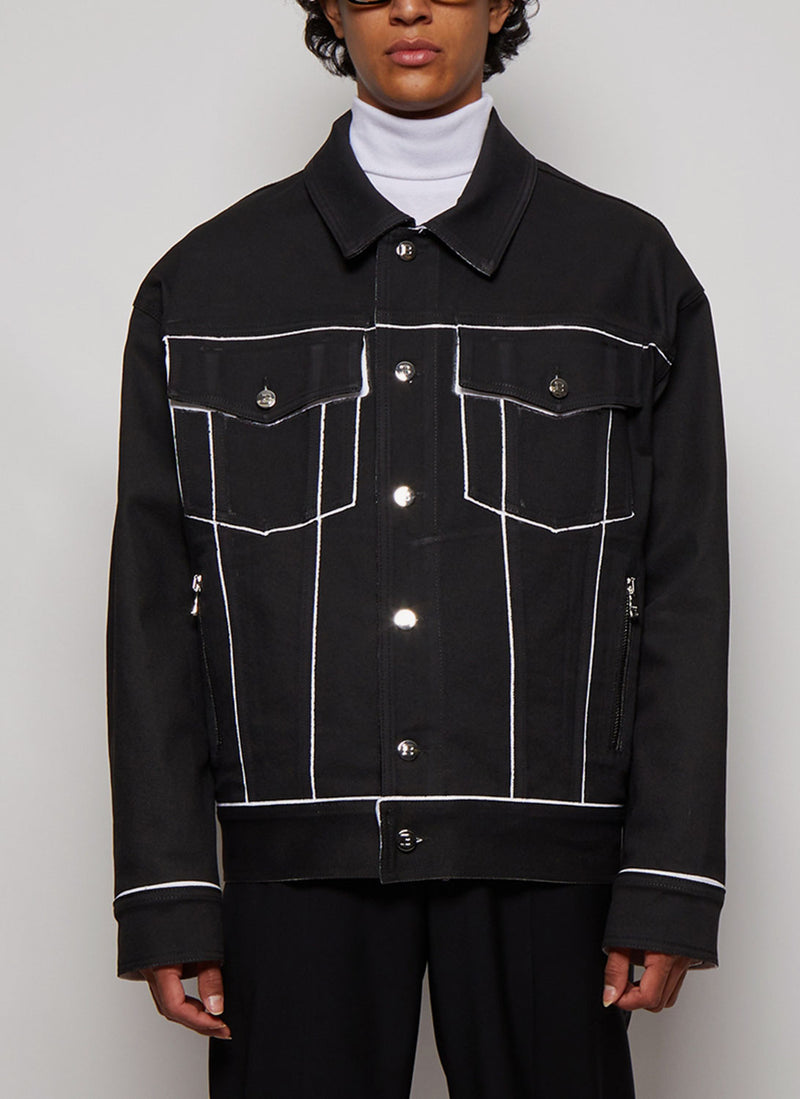 Balmain - Veste Peinte En Jean - Noir Blanc - Homme