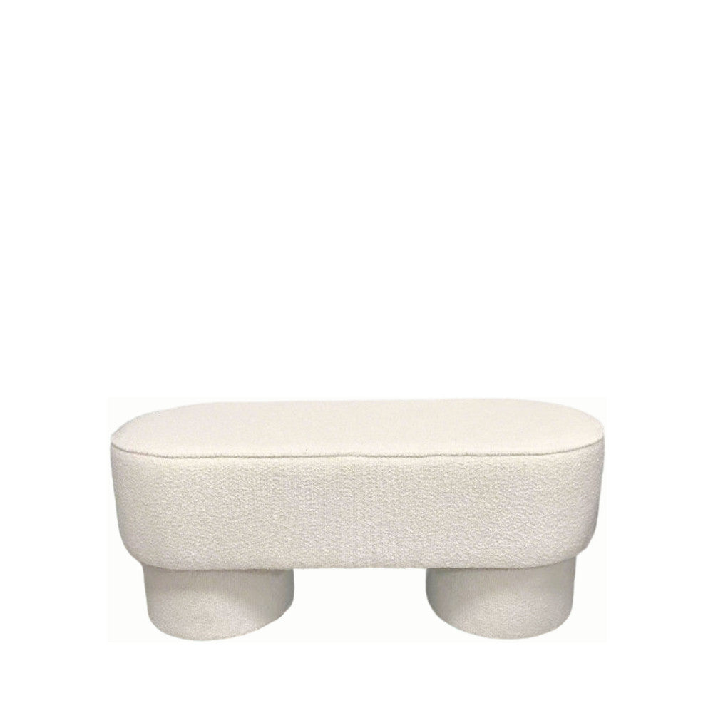 Arlo - Banc Arrondie - Tissu Bouclette - Blanc