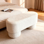 Arlo - Banc Arrondie - Tissu Bouclette - Blanc