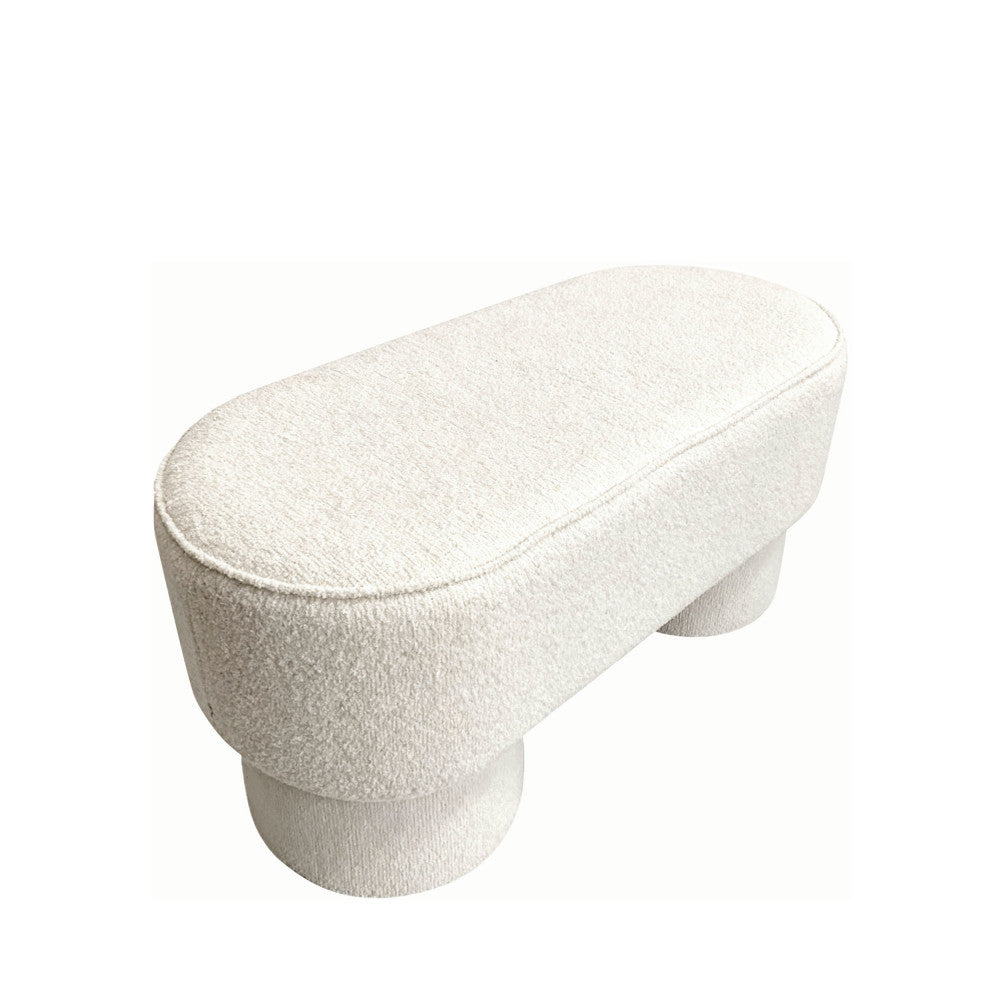 Arlo - Banc Arrondie - Tissu Bouclette - Blanc