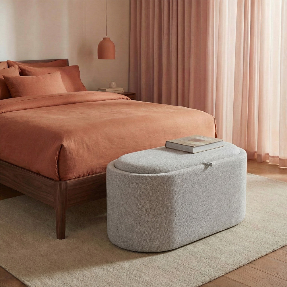 Zoé - Storage Bench - Fabric - Mottled Beige