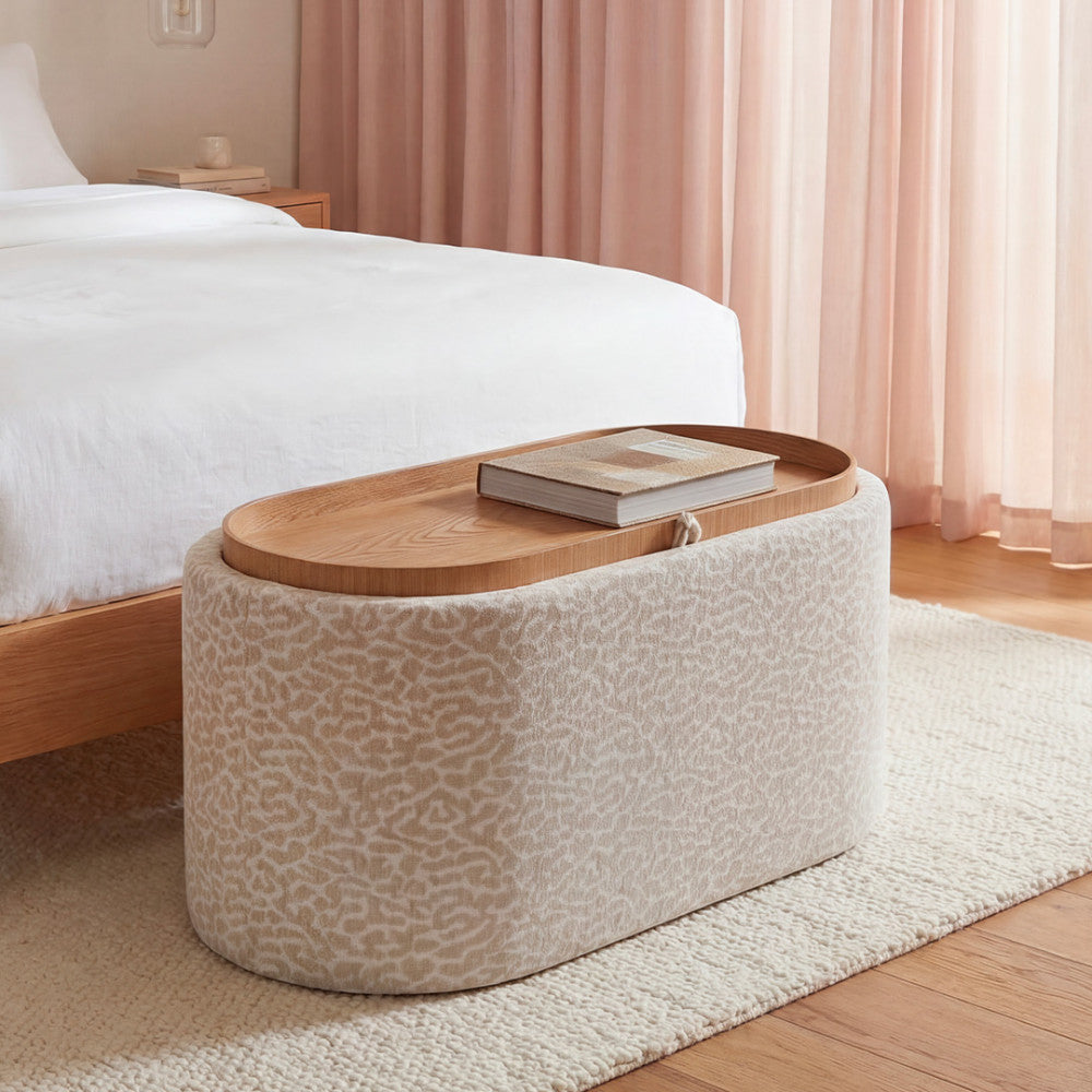Zoé - Storage Bench - Leopard Print - Beige