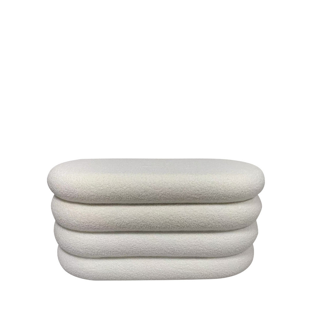 Miro - Storage Bench - Bouclé Fabric - White