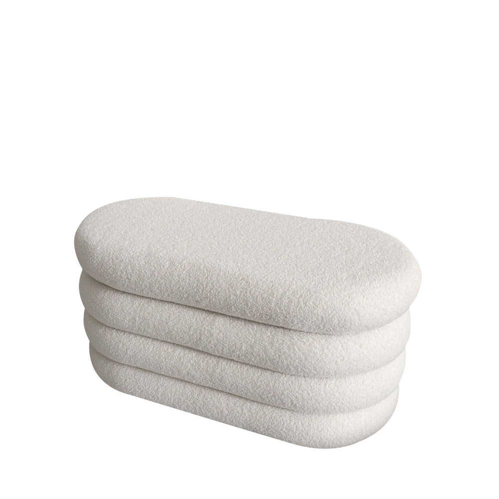 Miro - Storage Bench - Bouclé Fabric - White