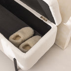 Kos - Storage Bench - Bouclé Fabric and Metal - White