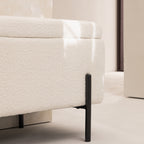 Kos - Storage Bench - Bouclé Fabric and Metal - White