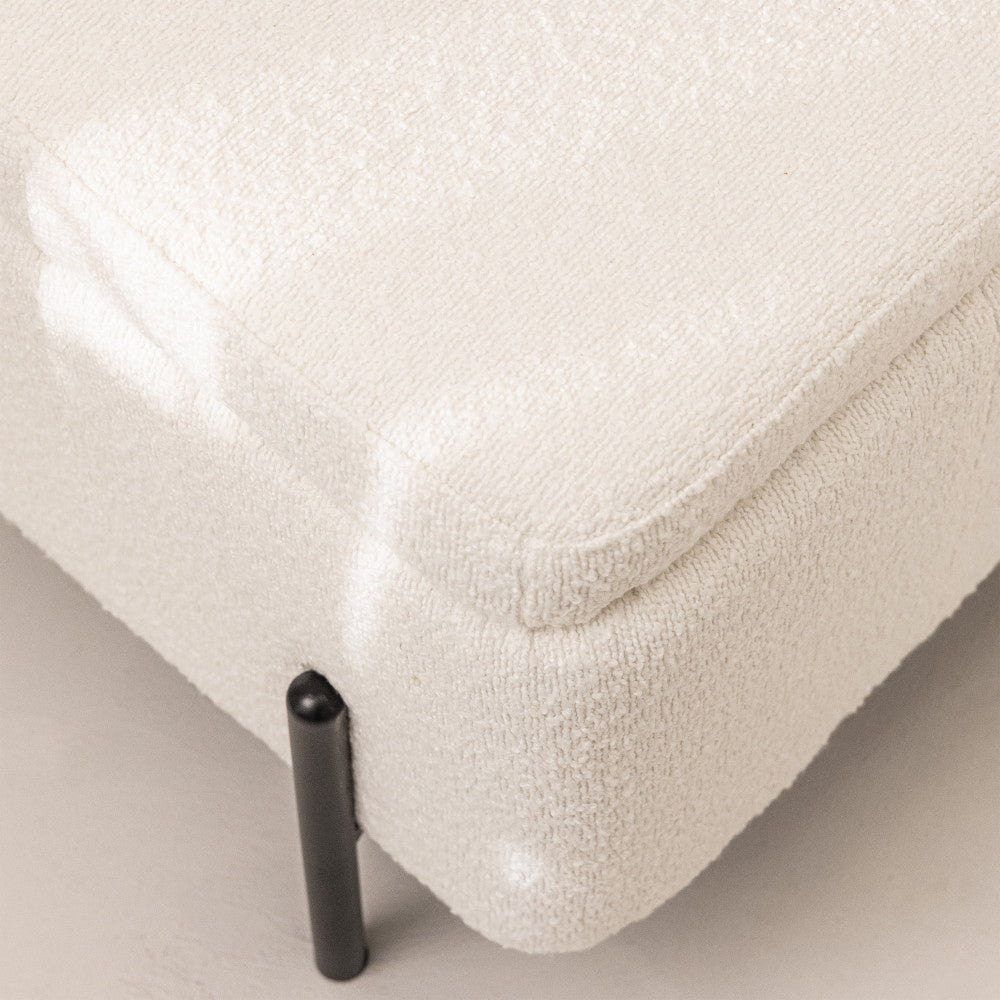 Kos - Storage Bench - Bouclé Fabric and Metal - White
