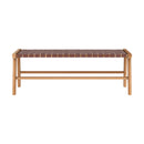 Banc Kuna 120 cm en cuir tressé marron