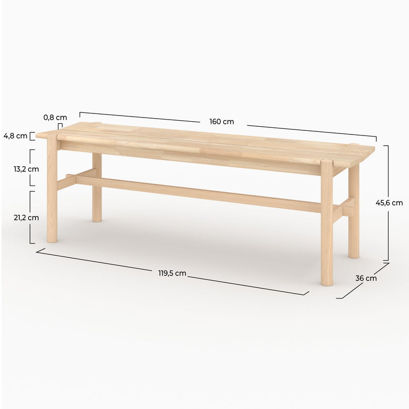 banc suzette 3 personnes en bois clair dim