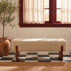 Sally - Bench - Fabric and Wood - Beige