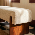 Sally - Bench - Fabric and Wood - Beige
