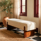 Sally - Bench - Fabric and Wood - Beige