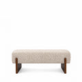 Sally - Bench - Leopard-Print Fabric and Wood - Beige