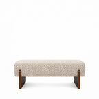 Sally - Bench - Leopard-Print Fabric and Wood - Beige