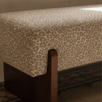 Sally - Bench - Leopard-Print Fabric and Wood - Beige