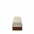 Sally - Bench - Leopard-Print Fabric and Wood - Beige