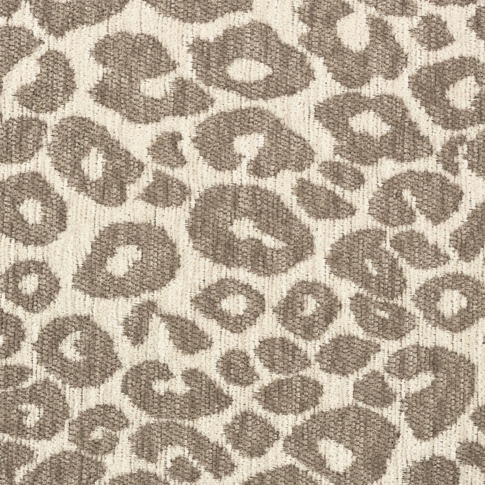 Sally - Bench - Leopard-Print Fabric and Wood - Beige