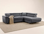 Baoji - 5-Seater Corner Sofa Bed With Headrests And Storage - Corduroy - Grey