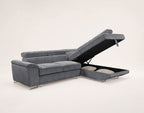 Baoji - 5-Seater Corner Sofa Bed With Headrests And Storage - Corduroy - Grey