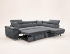 Baoji - 5-Seater Corner Sofa Bed With Headrests And Storage - Corduroy - Grey