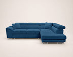 Baoji - 5-Seater Convertible Corner Sofa With Headrests And Storage - Corduroy - Blue