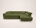 Baoji - 5-Seater Corner Sofa Bed With Headrests And Storage - Corduroy - Green