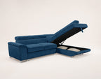 Baoji - 5-Seater Convertible Corner Sofa With Headrests And Storage - Corduroy - Blue