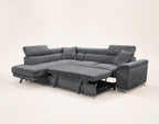 Baoji - 5-Seater Corner Sofa Bed With Headrests And Storage - Corduroy - Grey
