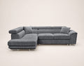 Baoji - 5-Seater Corner Sofa Bed With Headrests And Storage - Corduroy - Grey