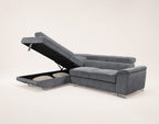 Baoji - 5-Seater Corner Sofa Bed With Headrests And Storage - Corduroy - Grey