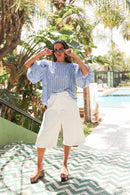 BAPTISTE Blanc - Bermuda Jean